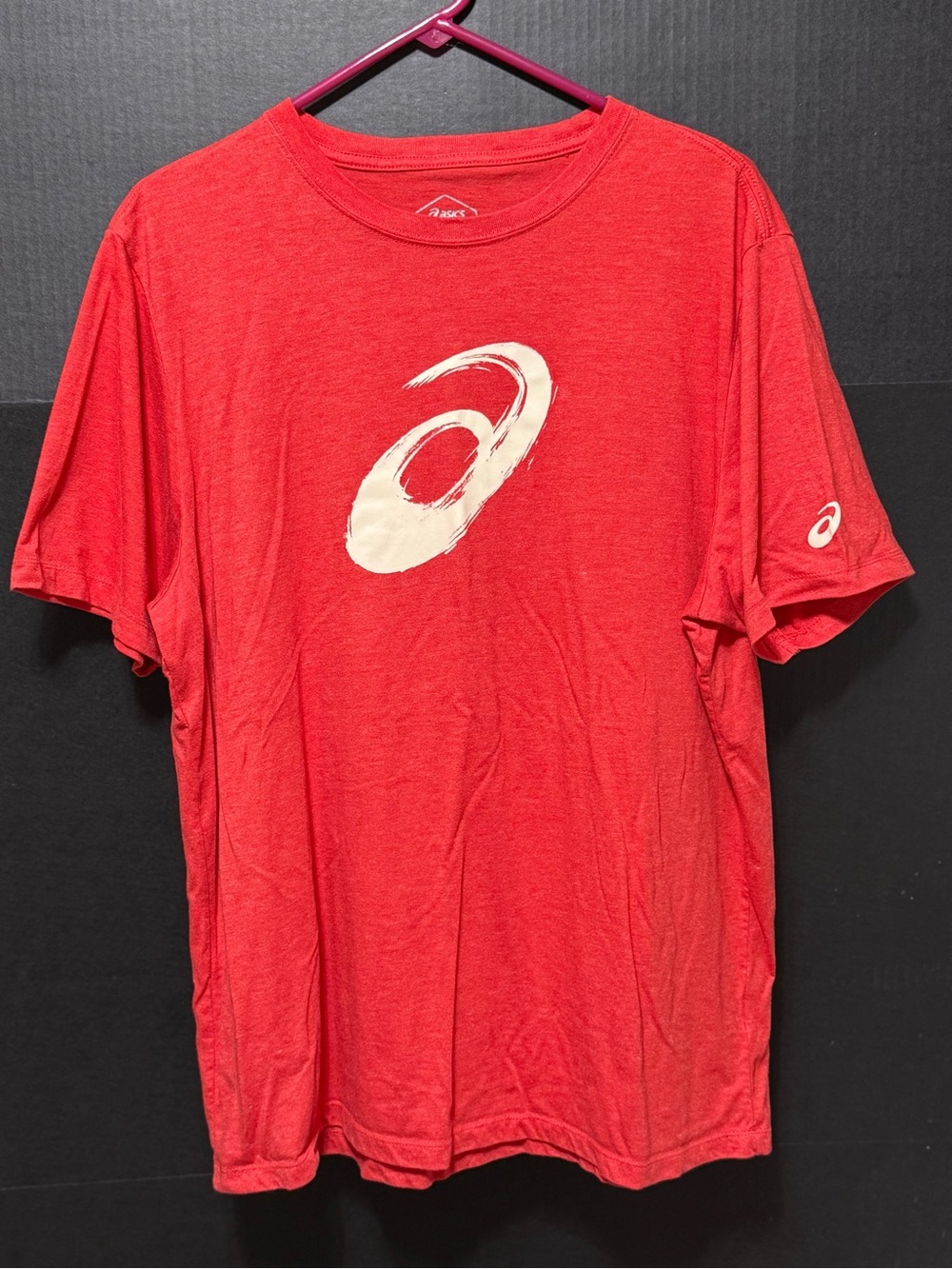 🪎ASICS Paintbrush Graphic Logo Tee Short Sleeve Red Heather Size XL